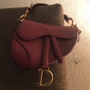 AUTHENTIC 2018 DIOR RED PEBBLED LEATHER SADDLE BAG